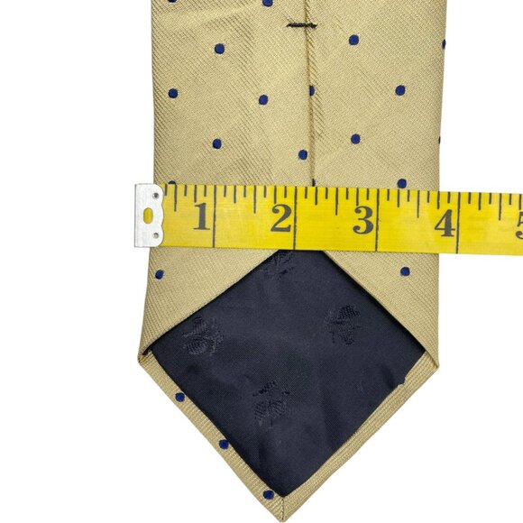 Brooks Brothers Makers Silk Tie Geometric Polka Dot Gold Blue - Picture 5 of 6